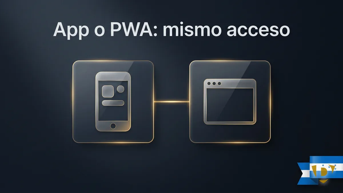 Comparación visual entre la app instalada y el acceso web de Doradobet Honduras