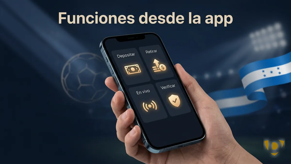 Pantalla de la app de Doradobet Honduras con depósito, retiro y apuestas en vivo