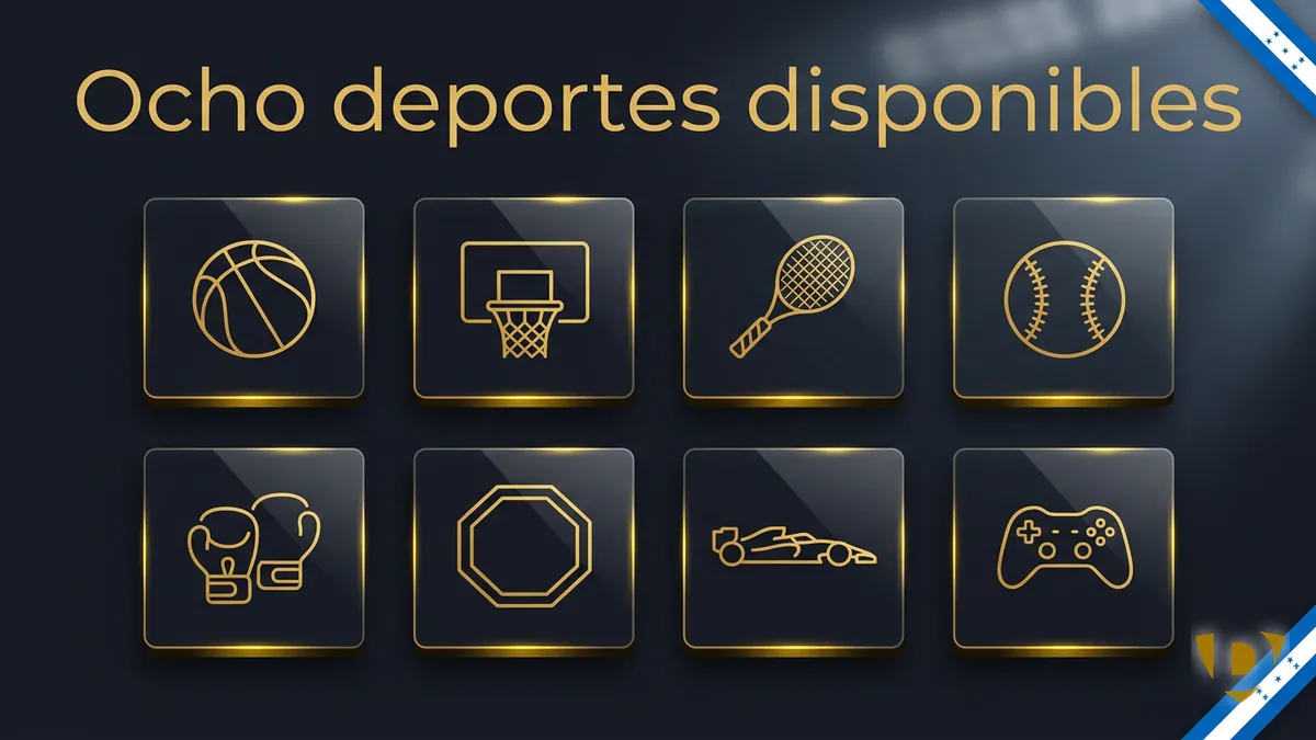 Mosaico de ocho disciplinas deportivas disponibles para apostar en Doradobet Honduras