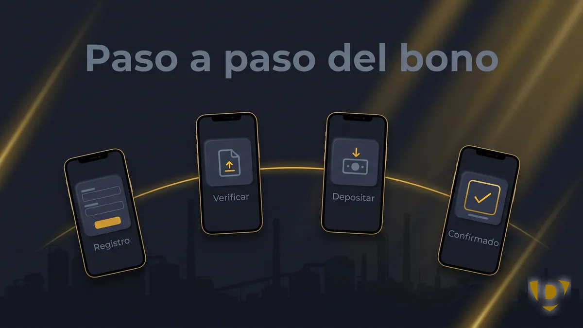 Secuencia de cuatro pantallas que muestran los pasos para reclamar el bono de bienvenida de Doradobet Honduras