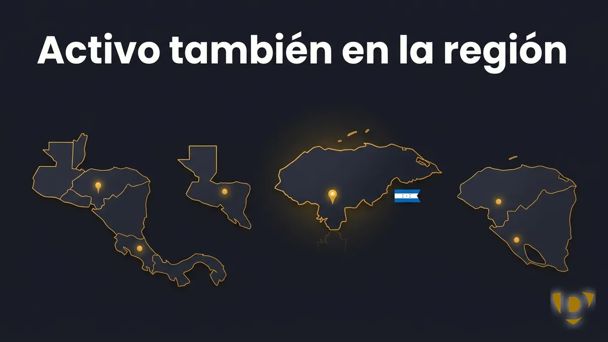 Mapa abstracto mostrando el canal de retiro en local físico activo en Honduras y países vecinos de la región